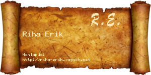 Riha Erik névjegykártya